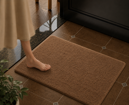 |Aangan reversible cotton floor mat in tan-Of Earth