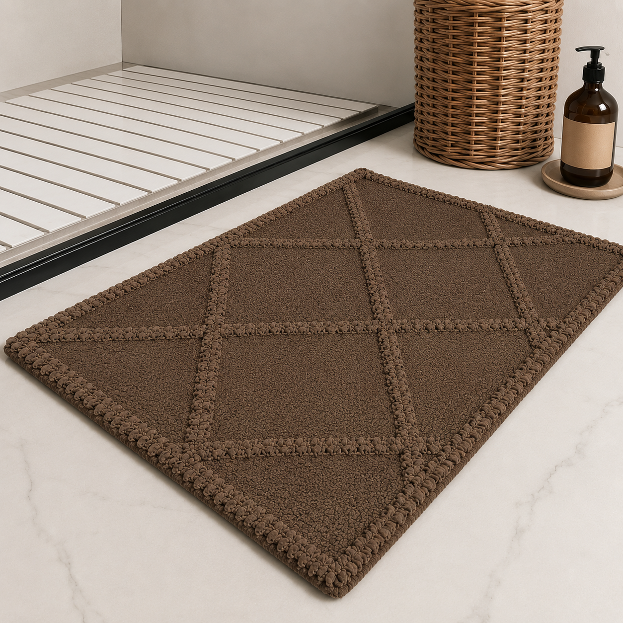 |Dehri cotton floor mat in Walnut-Of Earth