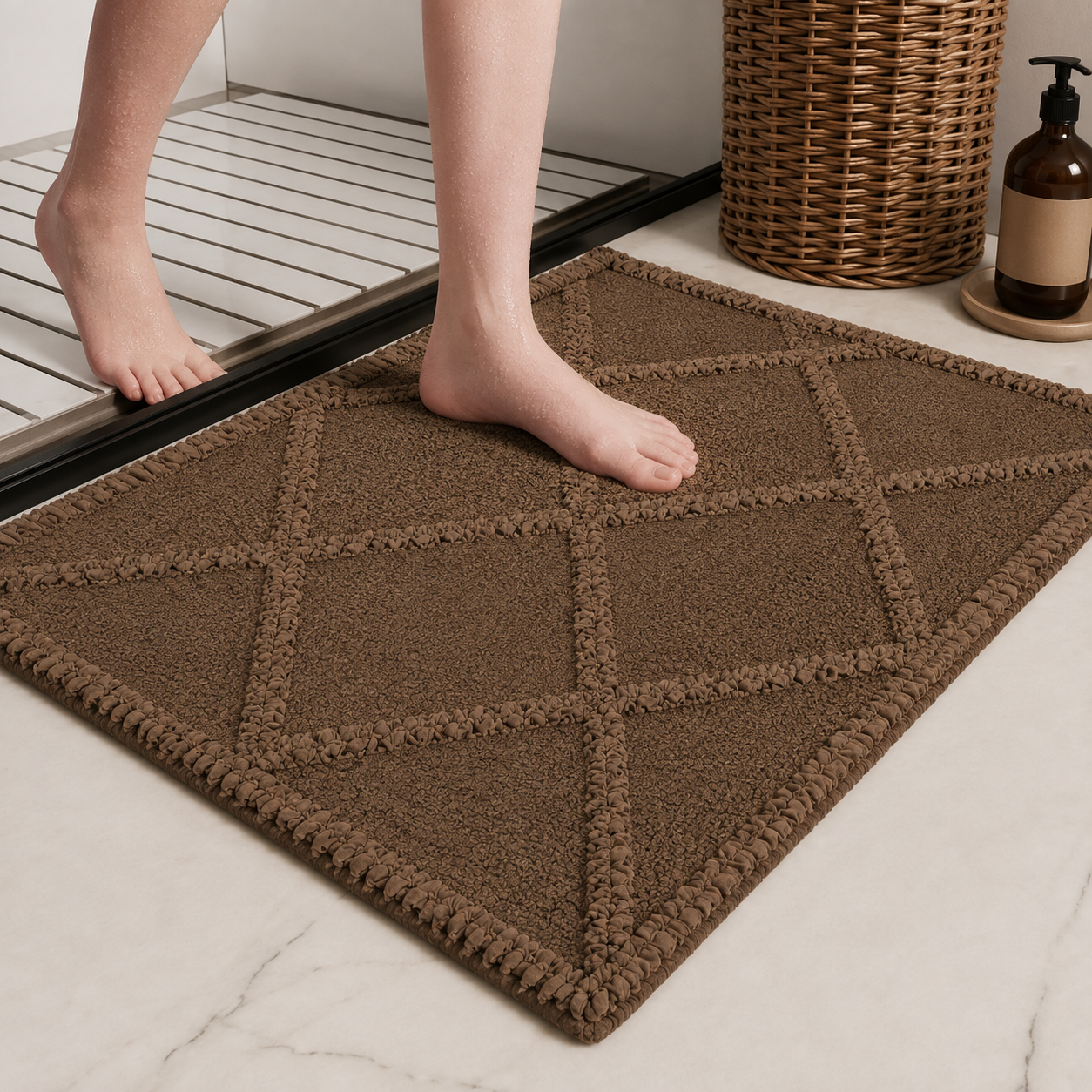 |Dehri cotton floor mat in Tan by Of Earth