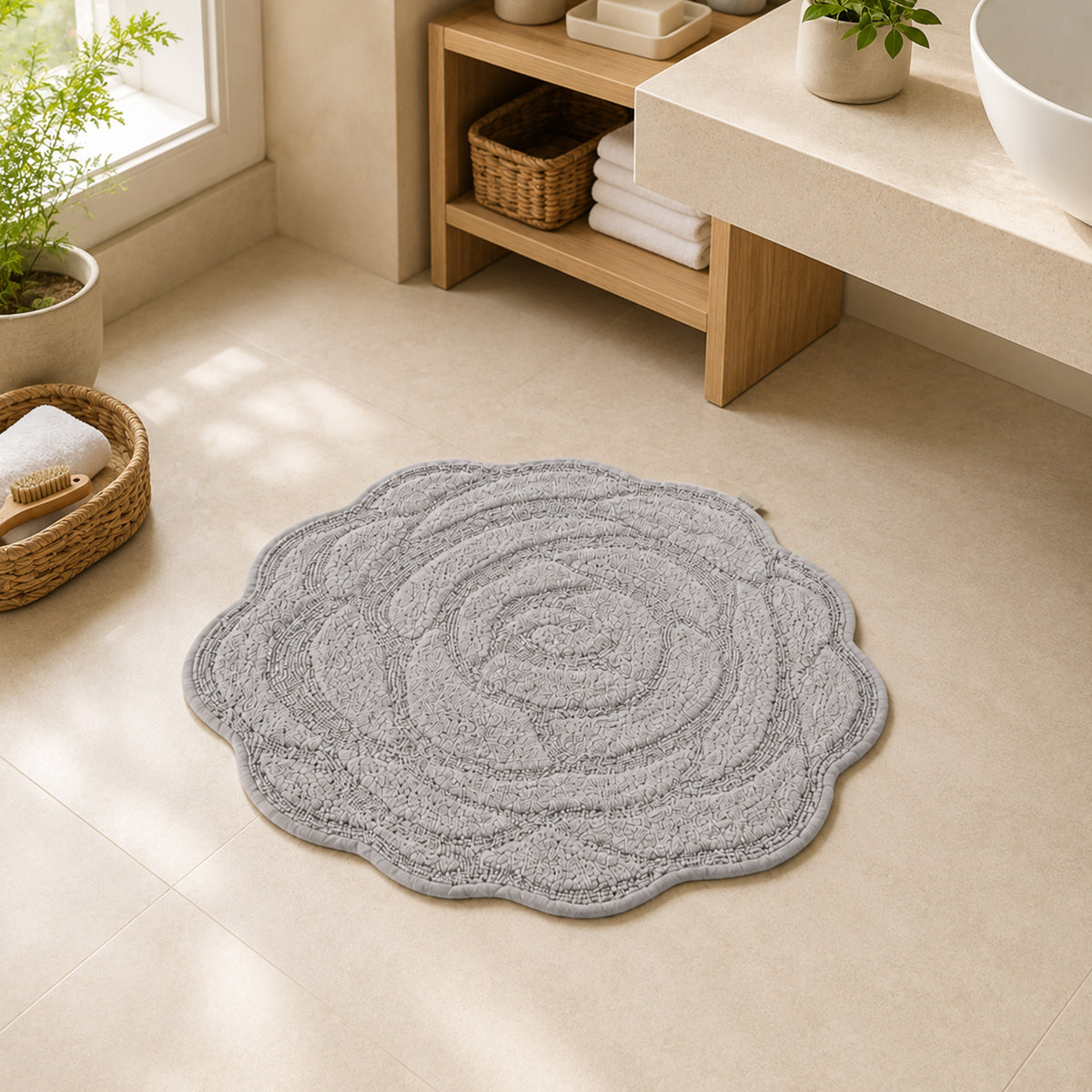 |Gulaab Mat in Grey Color